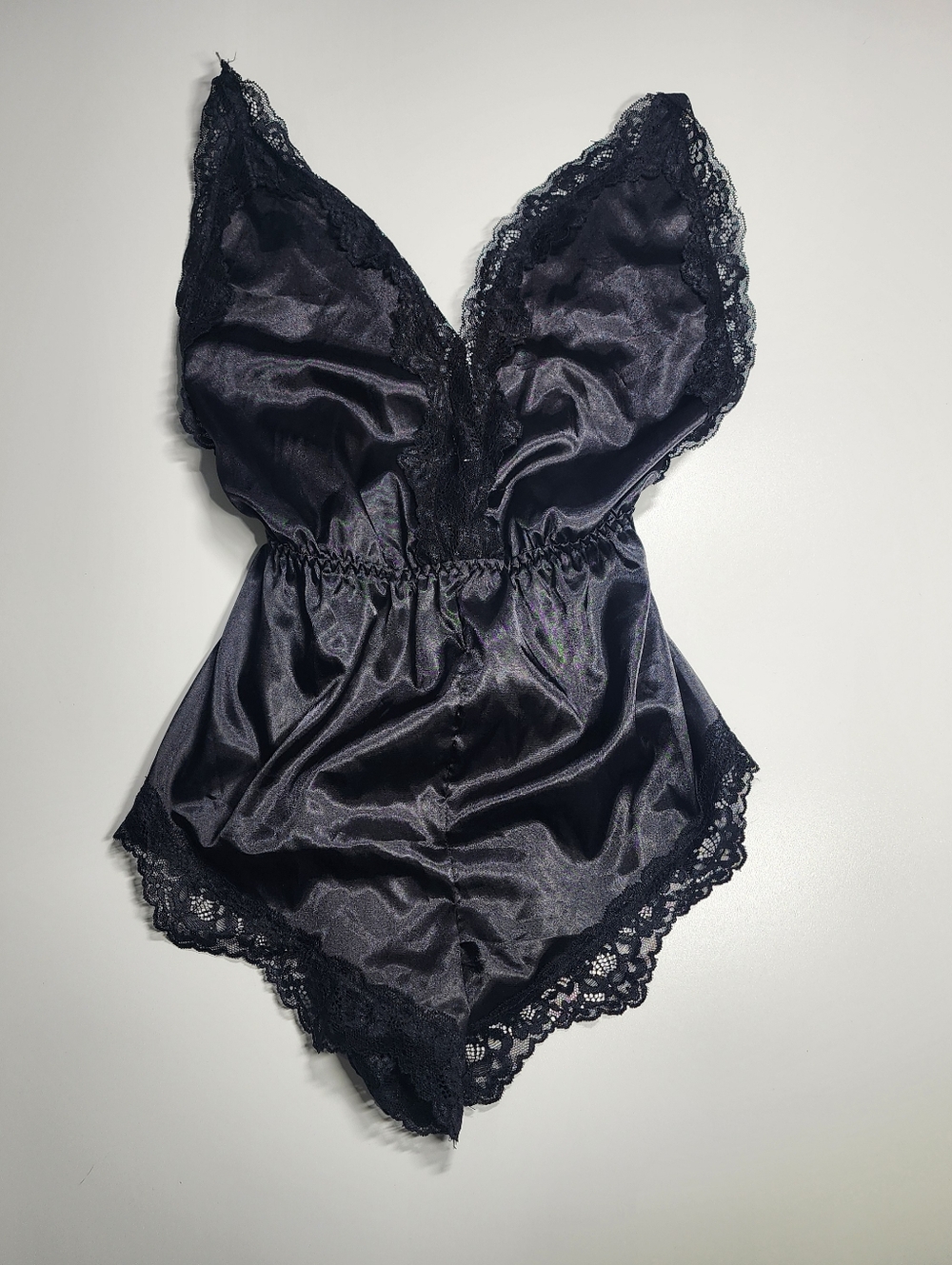 Black Lace Patchwork Criss Cross Backless Top Deep V Strappy Large